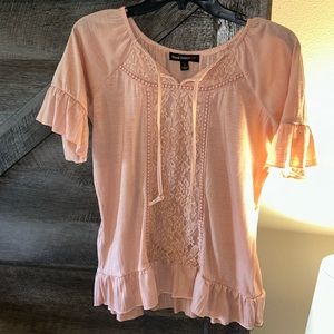 Peach blouse with lace